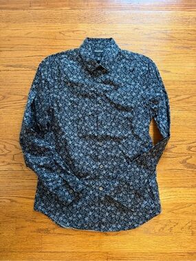 Express Black Shirt with White Floral Print